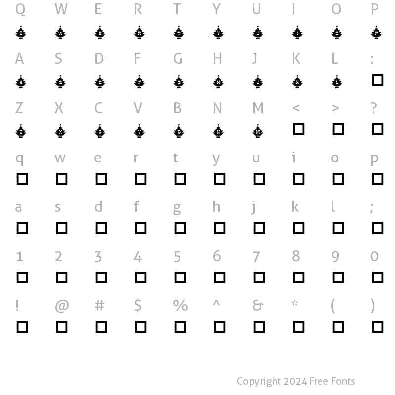 Character Map of DLTreeCaps Regular