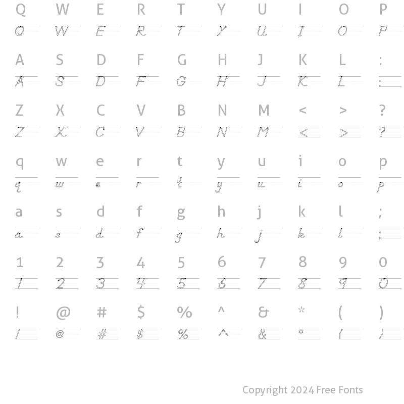 Character Map of DN Manuscript Out Arr Rules Regular