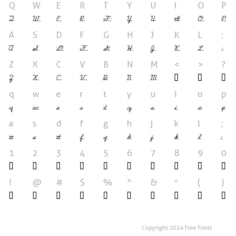 Character Map of DNealianArrows Regular