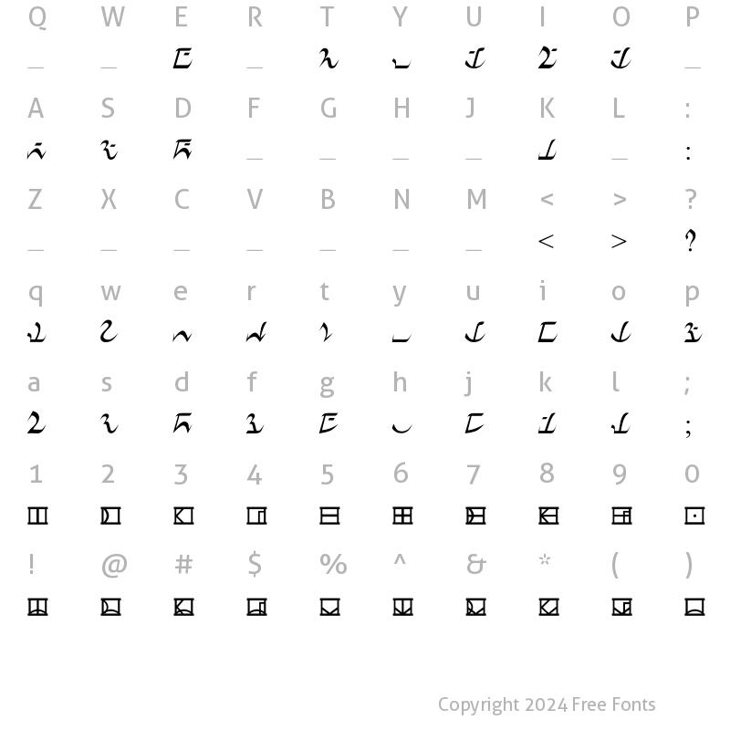 Character Map of D'ni Formal Regular Regular