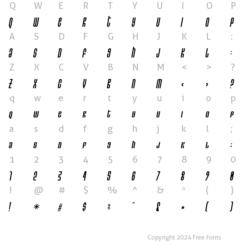 Character Map of Do not eat this Italic Regular