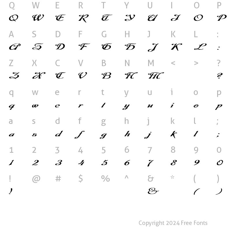 Character Map of Dobkin Ex Bold Bold Plain