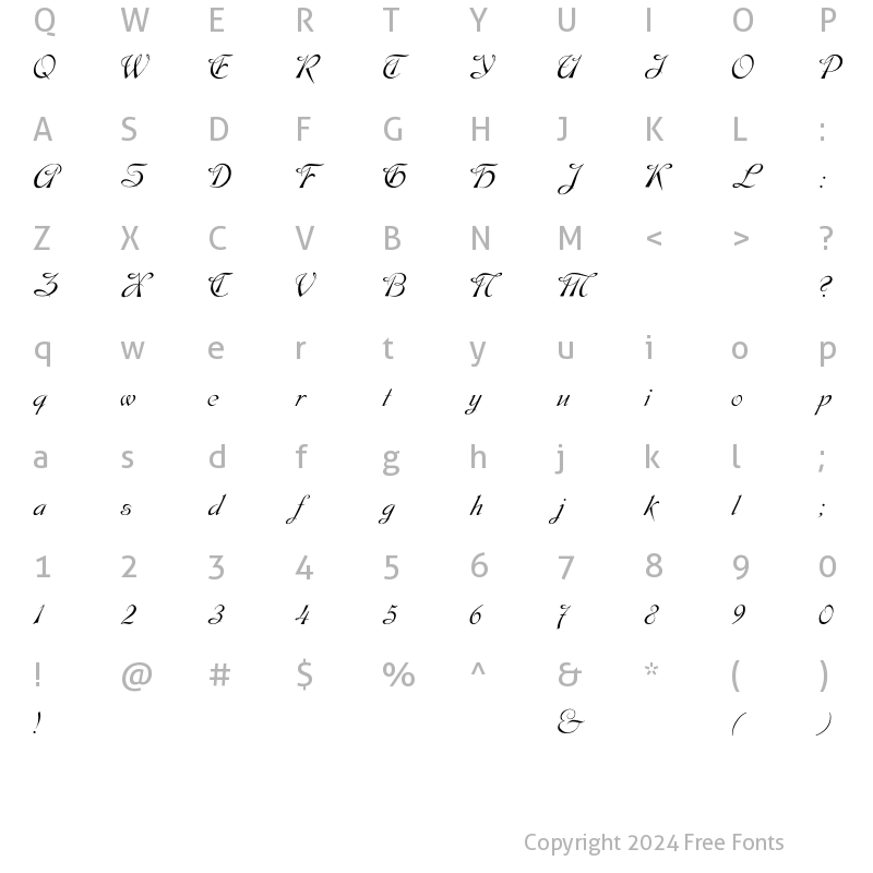 Character Map of Dobkin Script Regular