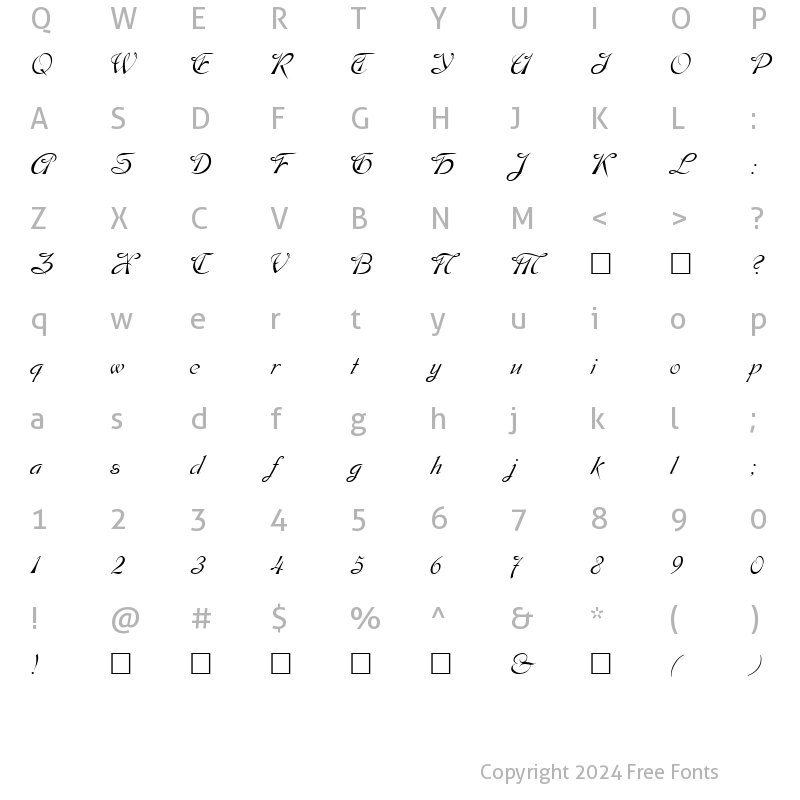 Character Map of DobkinScript Normal