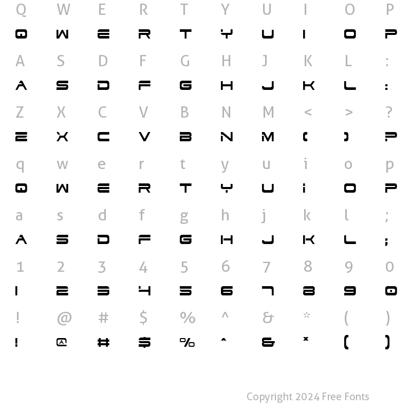 Character Map of Dodger Condensed Condensed