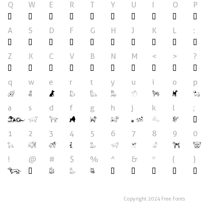 Character Map of Doggy Bag Regular