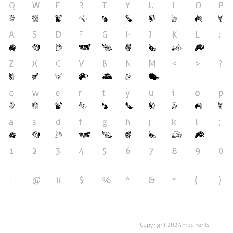 Character Map of DoggyPrint AOE Regular