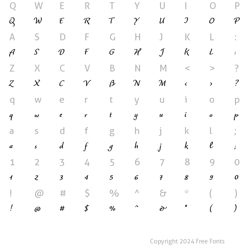 Character Map of Dolce Bold