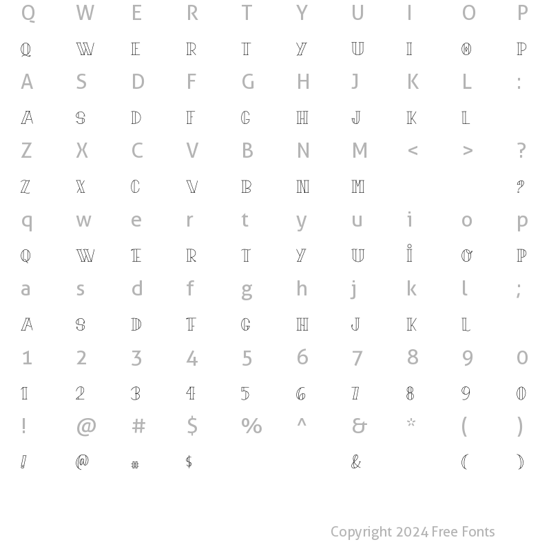 Character Map of Dolington Lined Font Regular