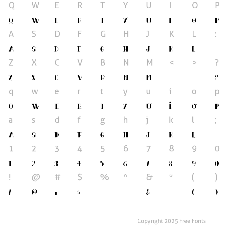 Character Map of Dolington Solid Font Regular