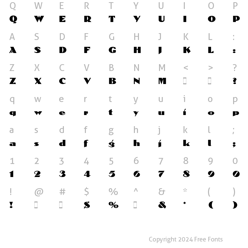 Character Map of Dolmen LET Regular