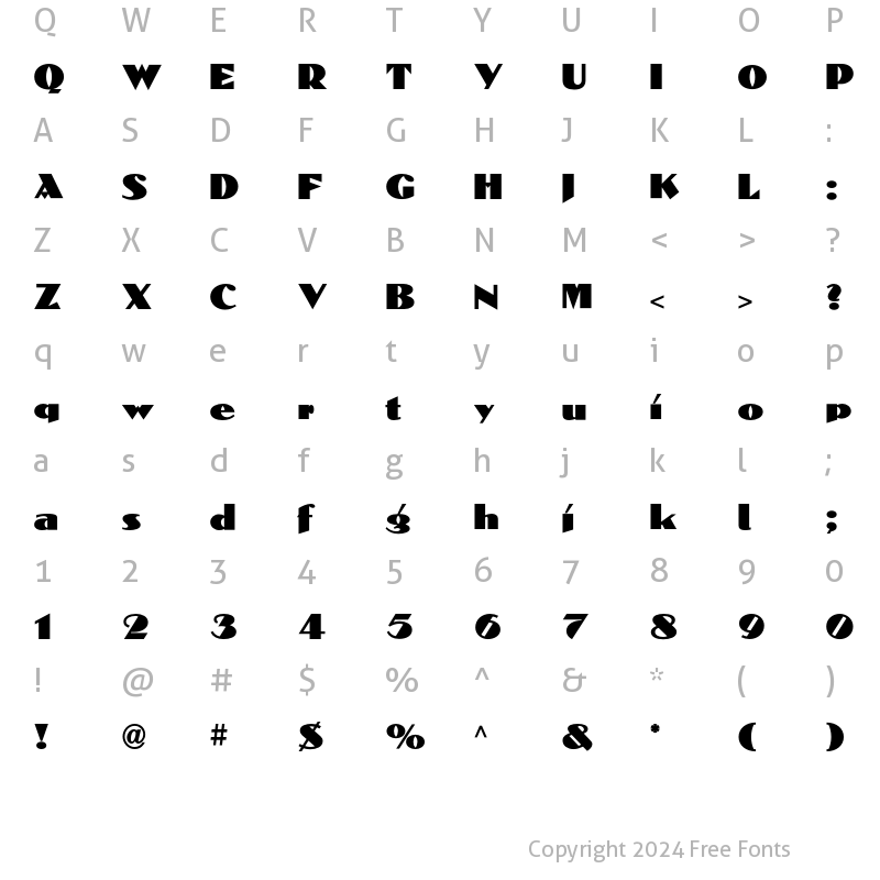 Character Map of DolmenICG Regular