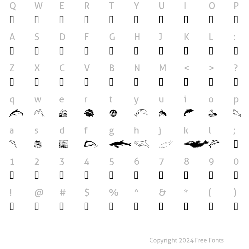 Character Map of Dolphins Regular