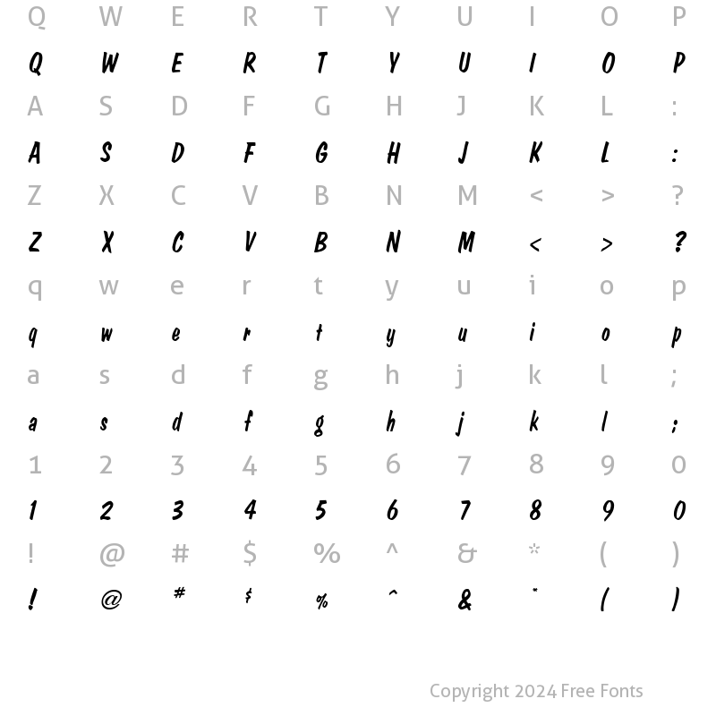 Character Map of Dom Casual Italic