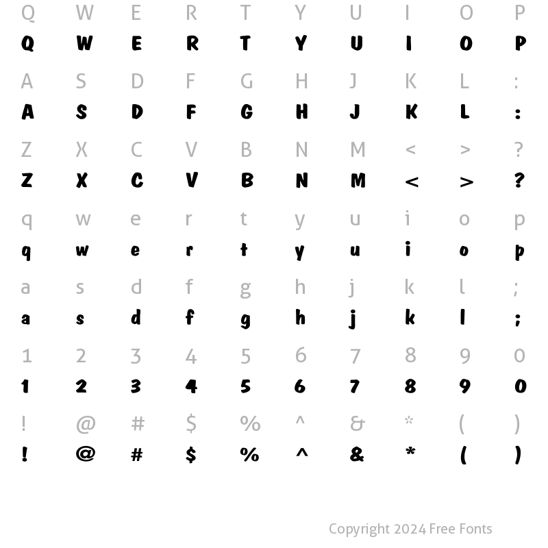 Character Map of DomCasual-Bold Wd Regular