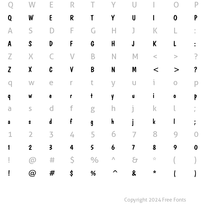 Character Map of DomCasual BT Regular