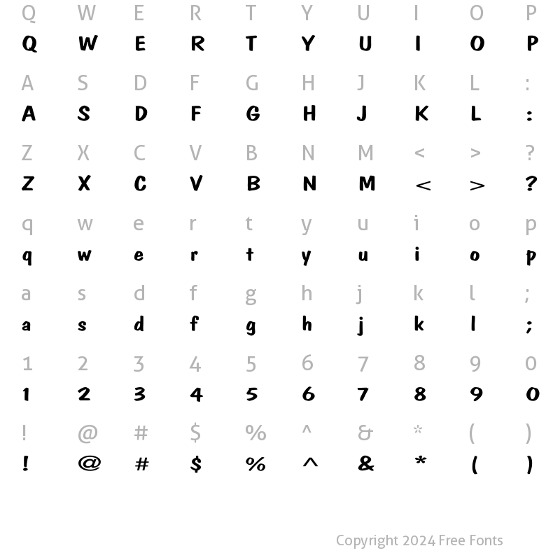 Character Map of DomCasual Ex Regular