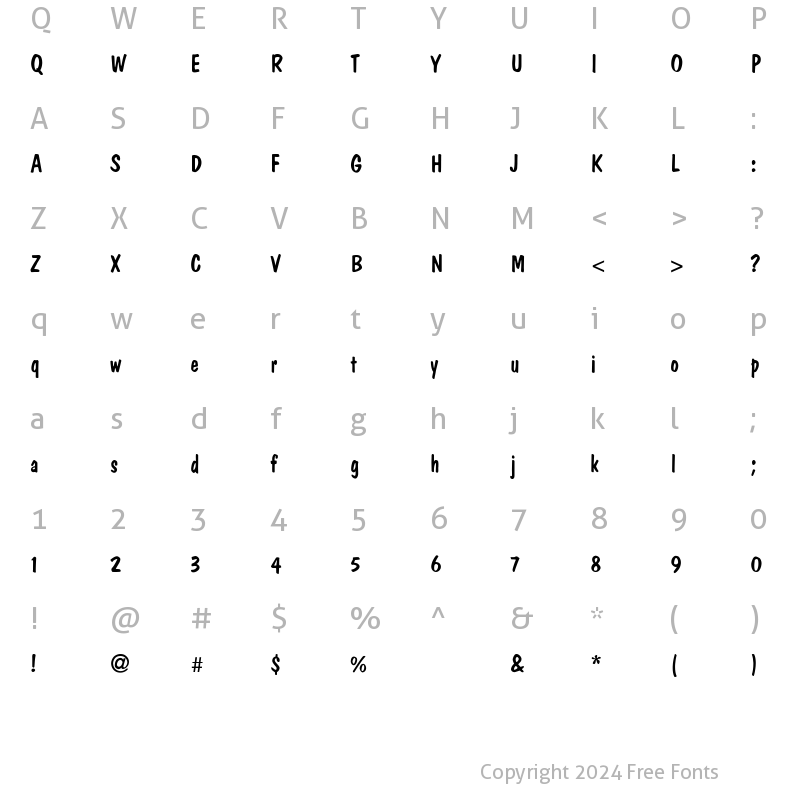 Character Map of DomCasual-Thin Regular