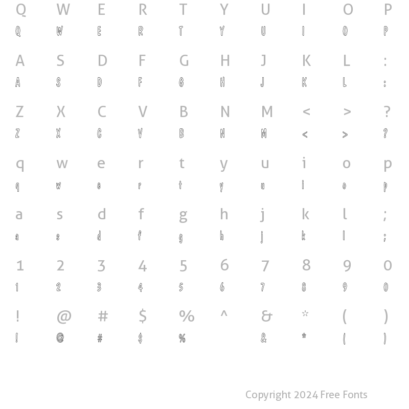 Character Map of DomCasual-ThinHC Regular