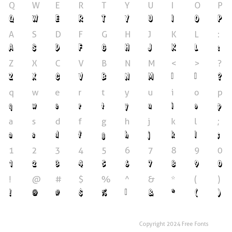 Character Map of DomCasualDBolSh1 Regular