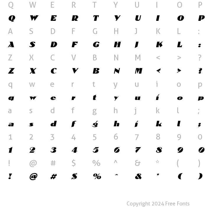 Character Map of Domenic Oblique