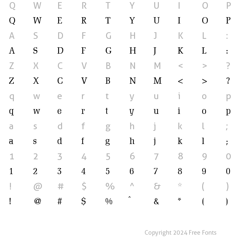 Character Map of Domenica Regular