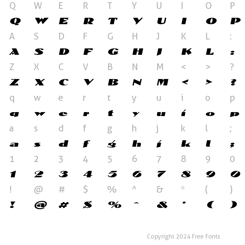 Character Map of DomenicExtended Oblique