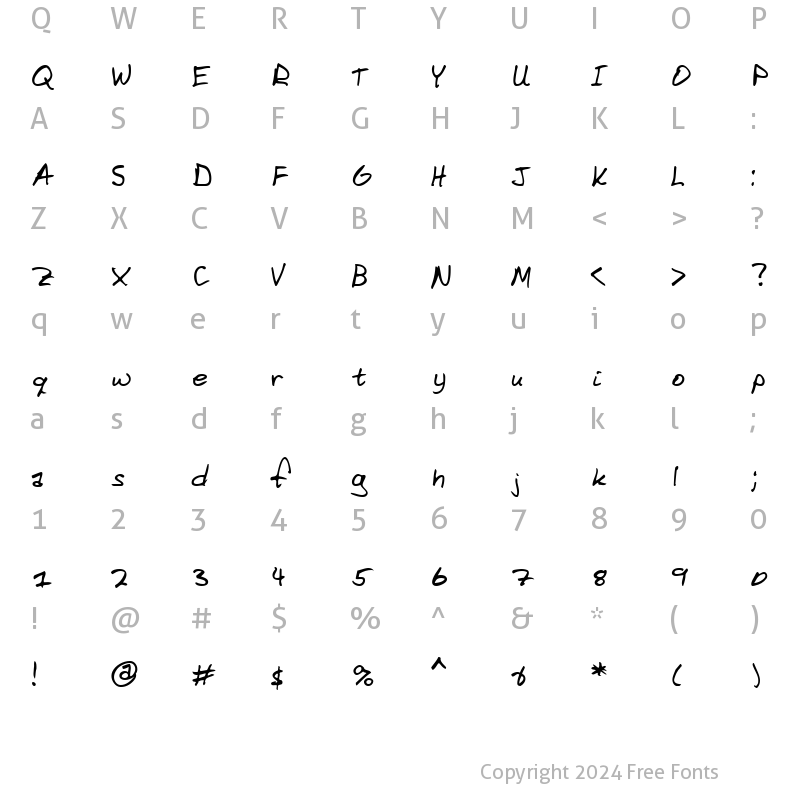 Character Map of Domestic Manners Regular