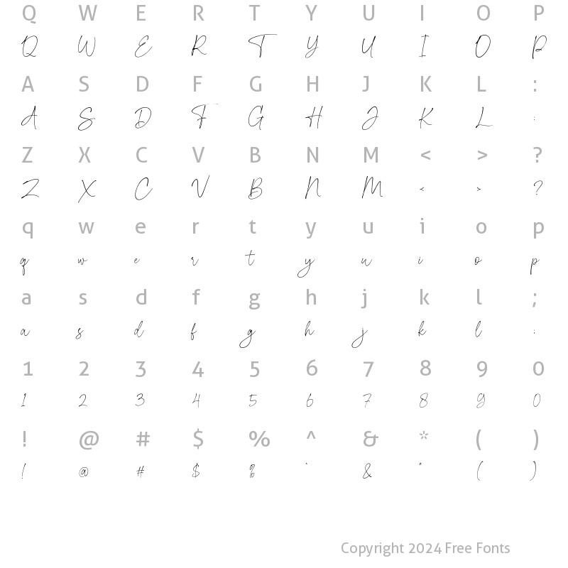 Character Map of Domestic Script Regular