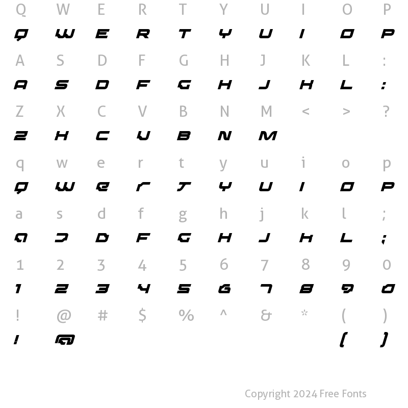 Character Map of Dominator BlackItalic