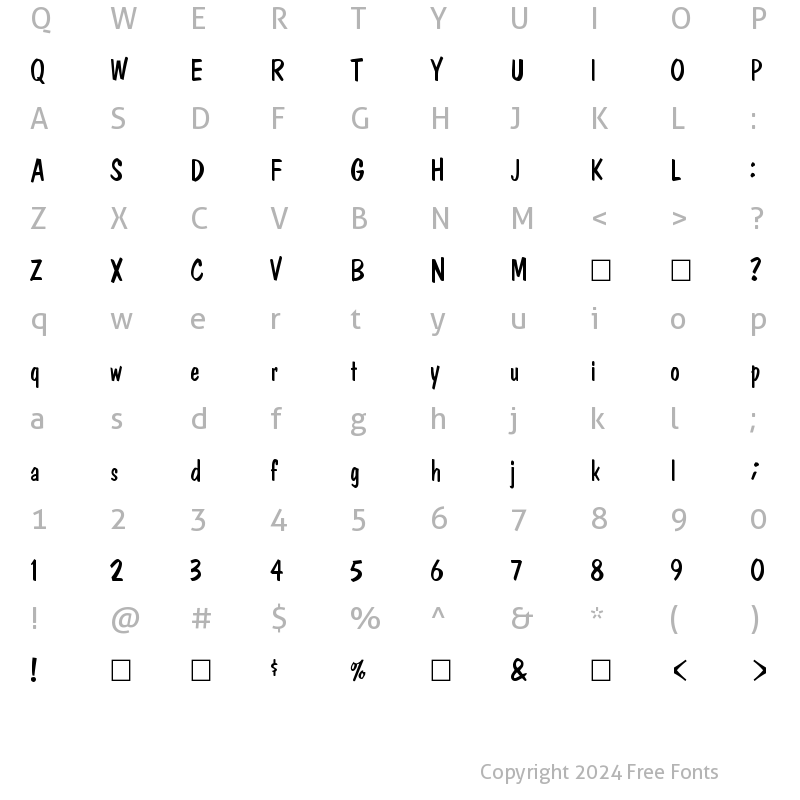 Character Map of Dominican Regular