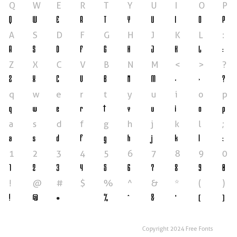 Character Map of Dominico Regular