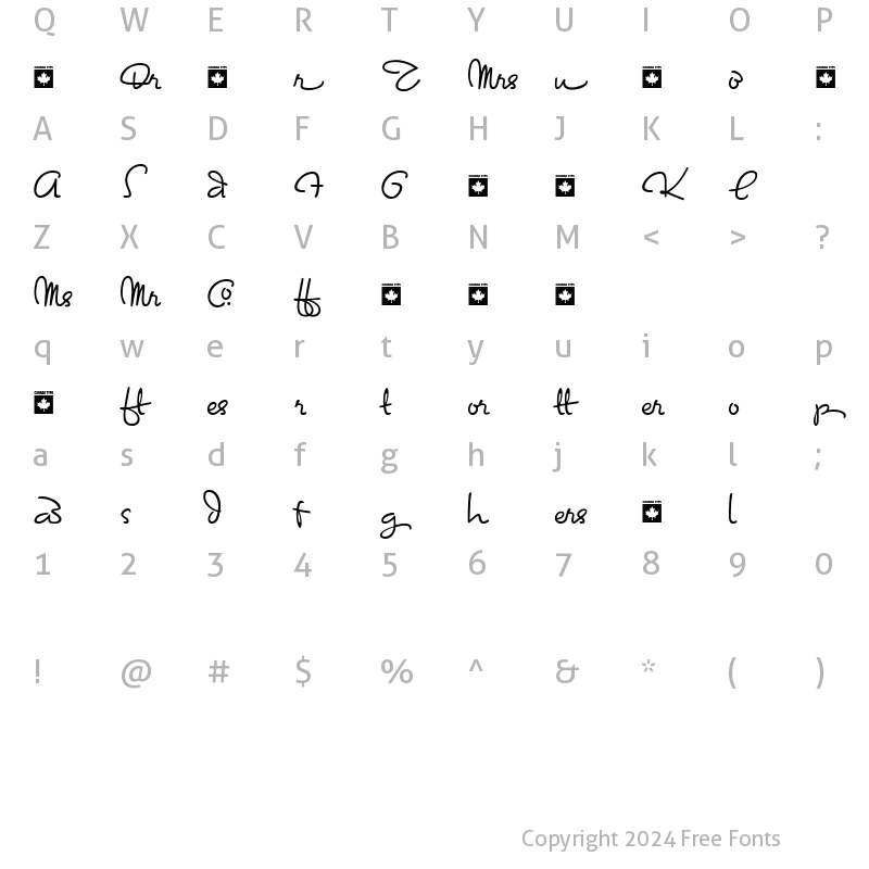 Character Map of Dominique Alt Regular