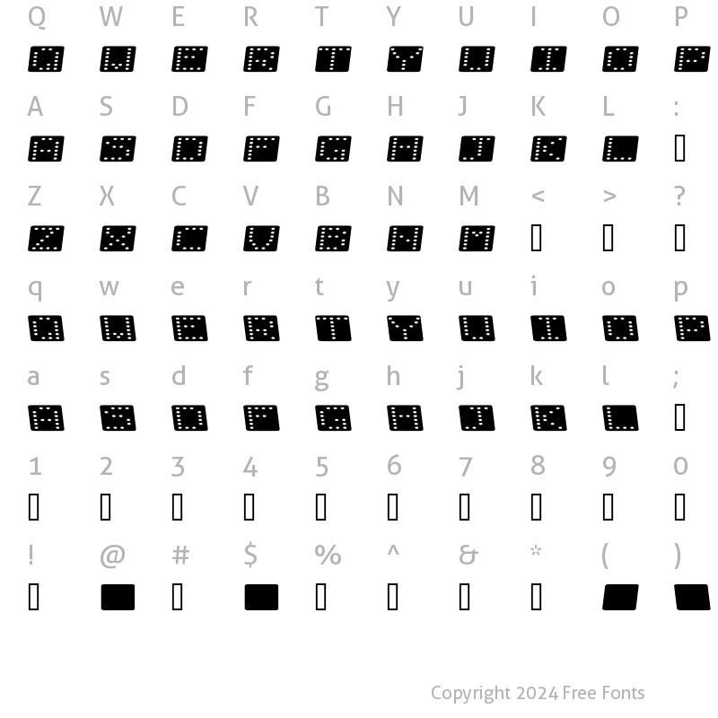 Character Map of Domino flad kursiv Regular