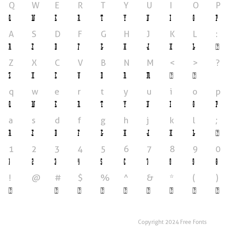 Character Map of Domino Nation Regular Regular