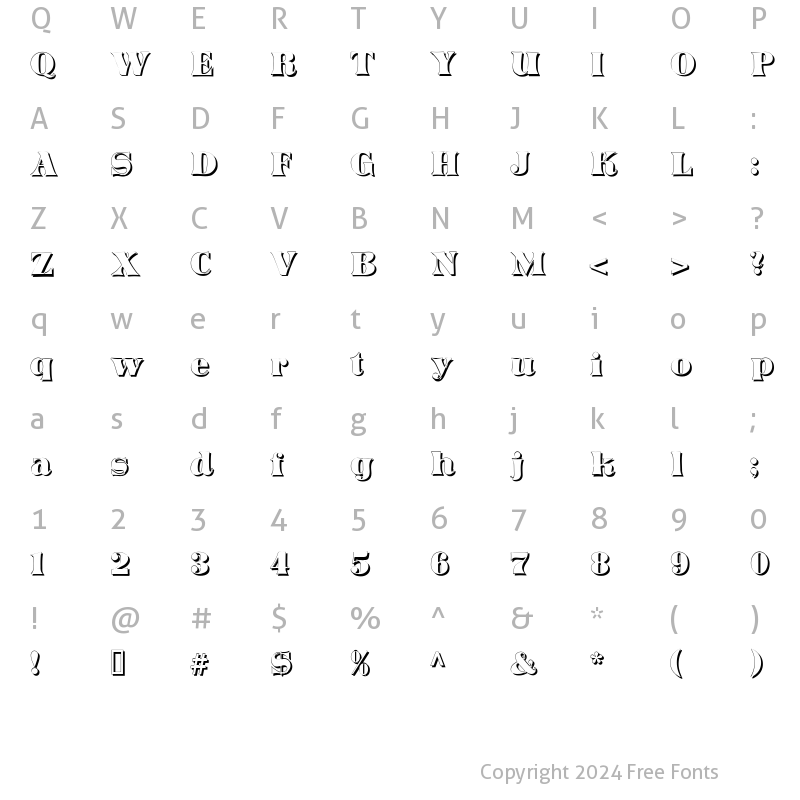 Character Map of Domino Shadow Regular