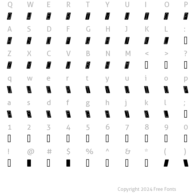 Character Map of Domino smal kursiv Regular