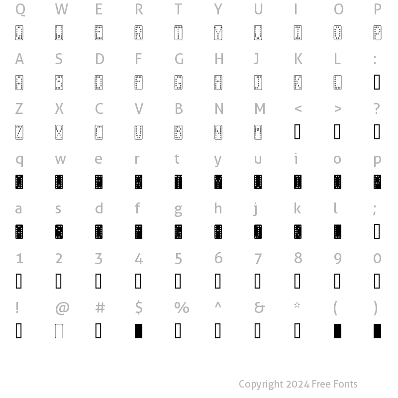 Character Map of Domino smal Regular