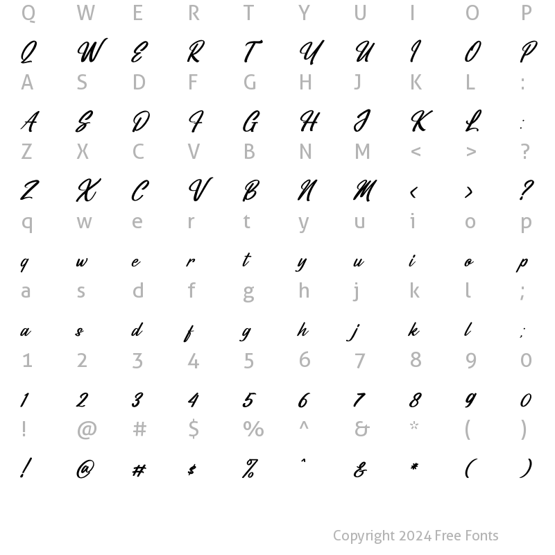 Character Map of Dominyte Signate Italic