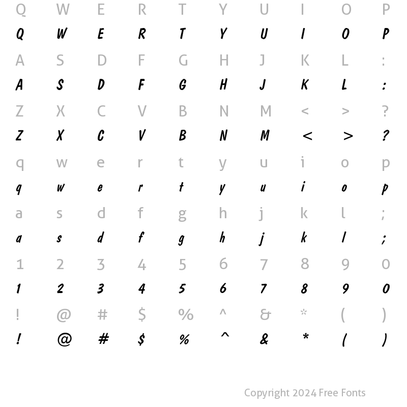 Character Map of Domkrat Italic