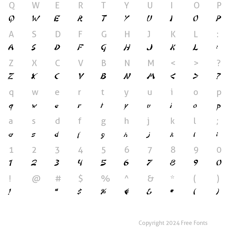 Character Map of DomoAregato Italic