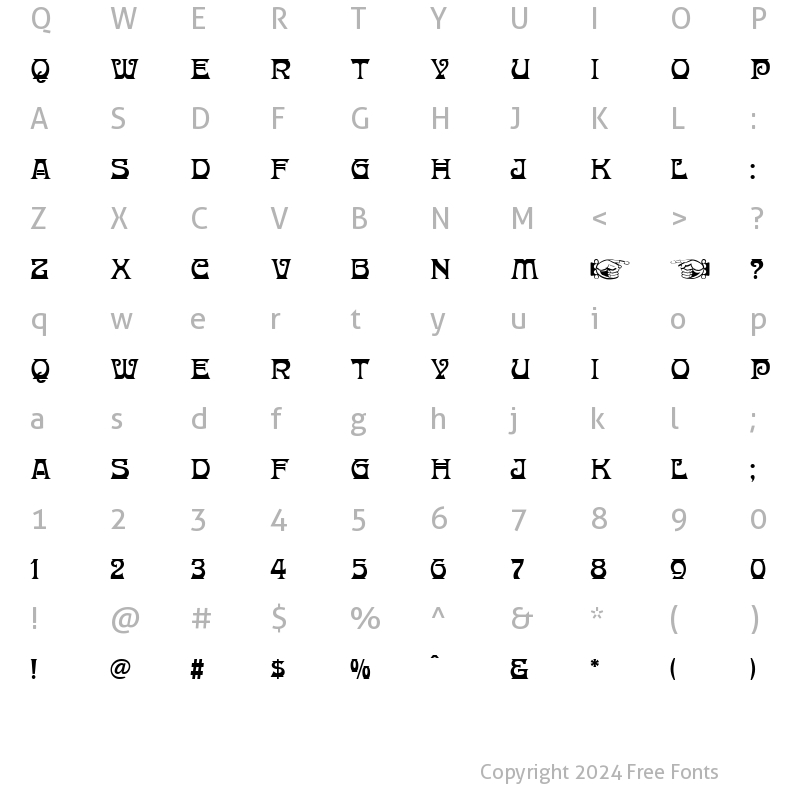 Character Map of Donaldina Normal