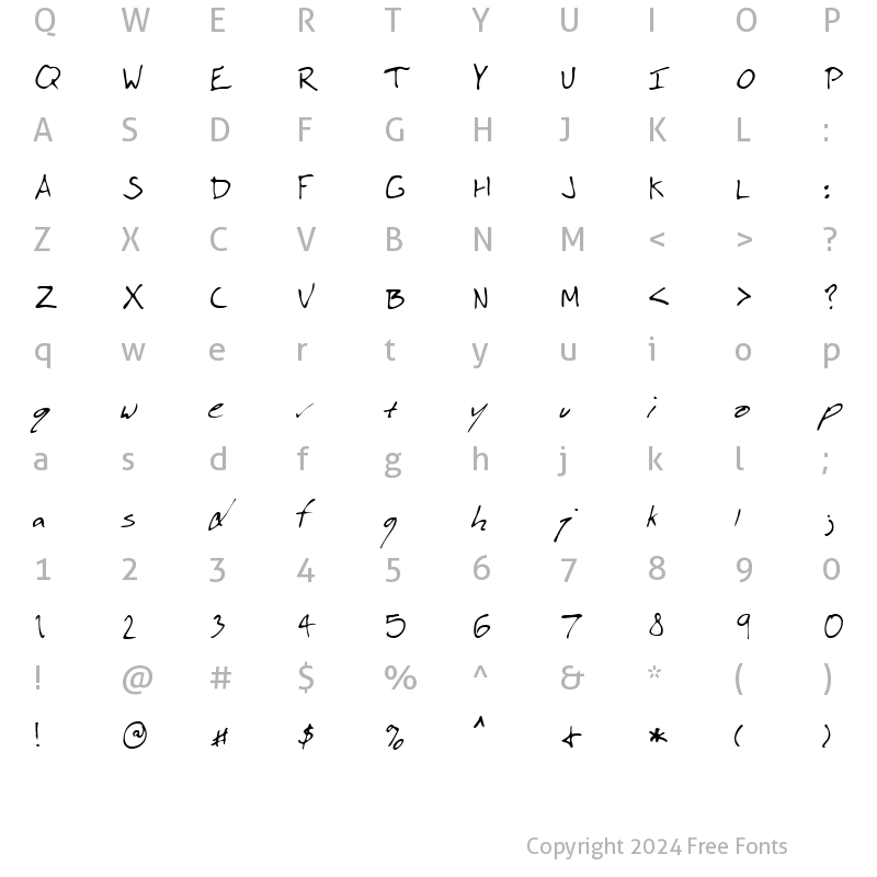 Character Map of DonaldsHand Regular