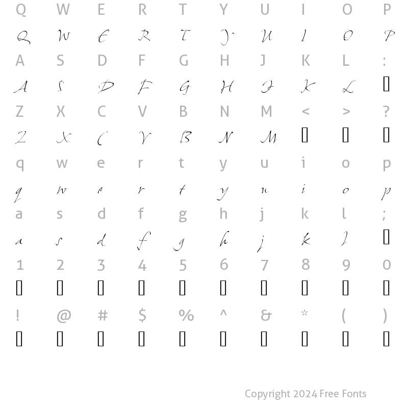 Character Map of Donaldson Hand BETA Regular