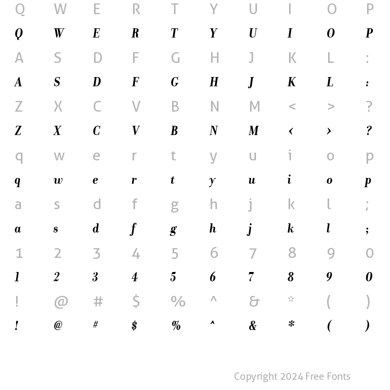 Character Map of Donatora BoldItalic