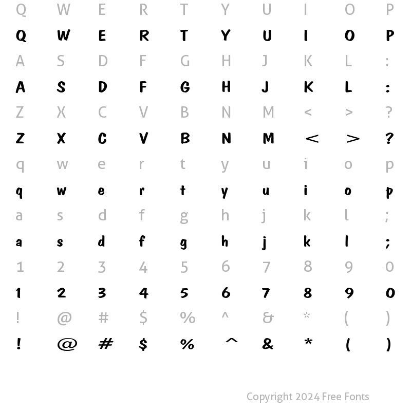 Character Map of DonCasualExtended Regular