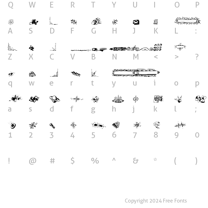 Character Map of Doodle Art Regular