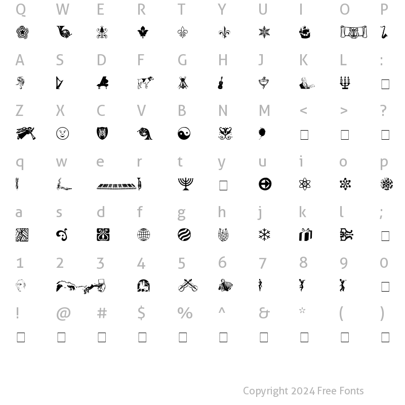 Character Map of Doodle Dingbats One SSi Regular