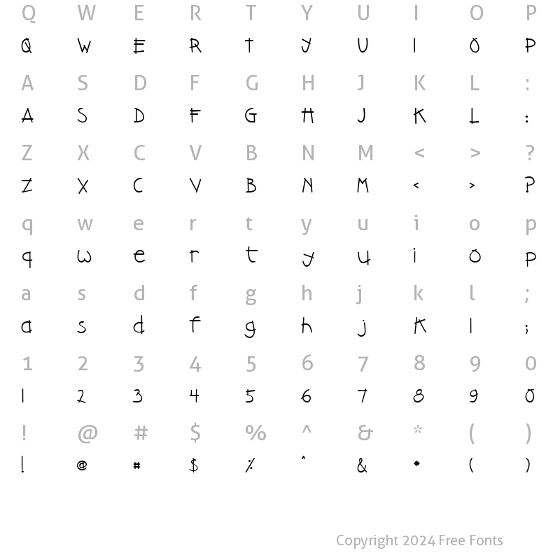 Character Map of Doodle Kid Regular