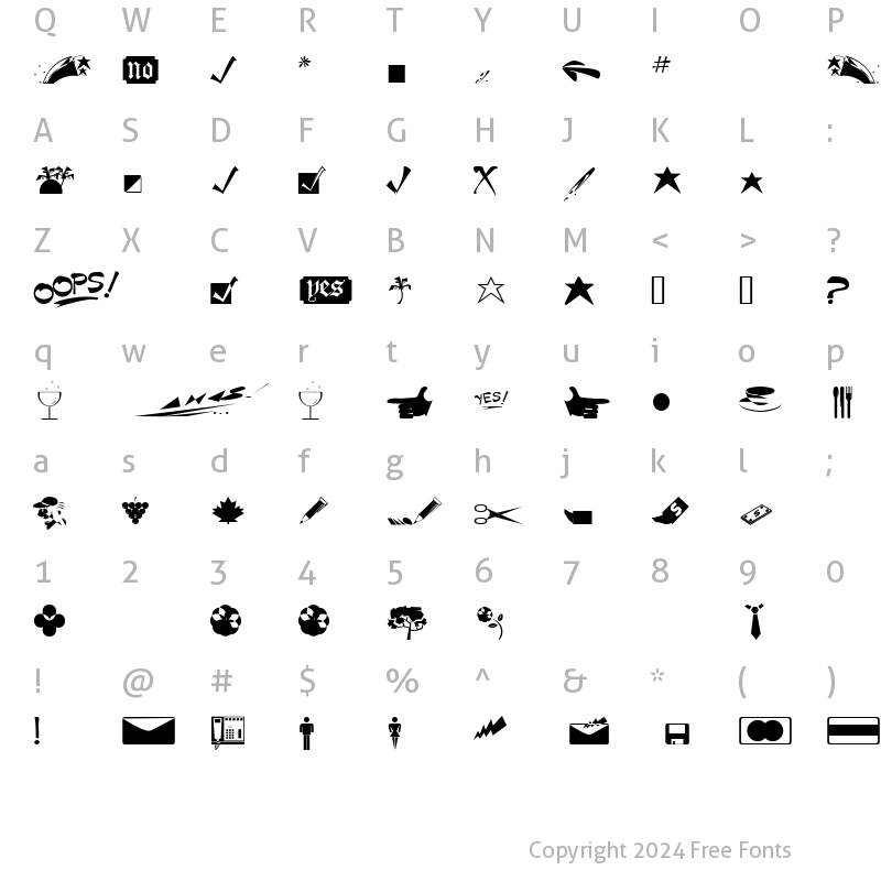 Character Map of DoodleDingbatsFiveSSi Regular